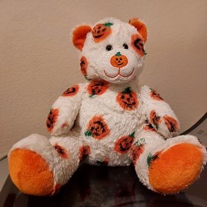 Build a Bear Jack o Lantern Pumpkin Nose Halloween Stuffed White Plush